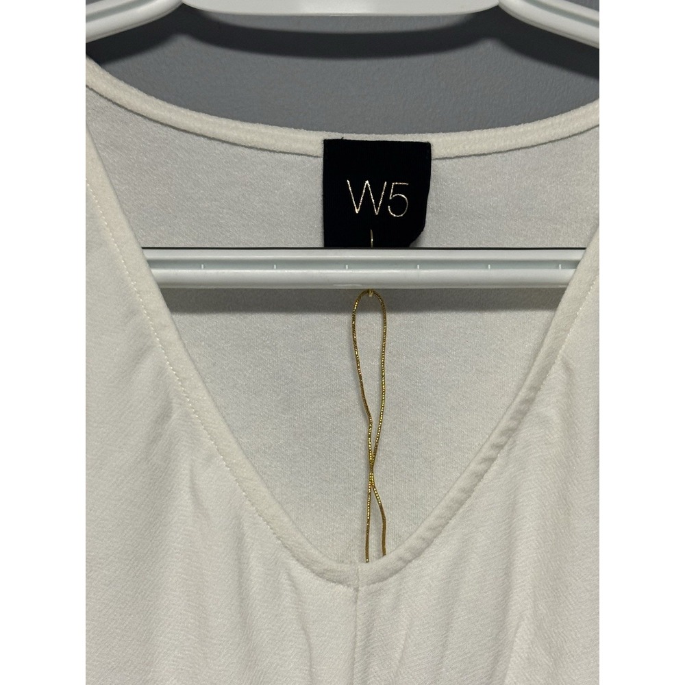 W5 Anthropologie White Twist Front Lace Puff Sleeve Top Women's Medium Sample - Picture 5 of 9